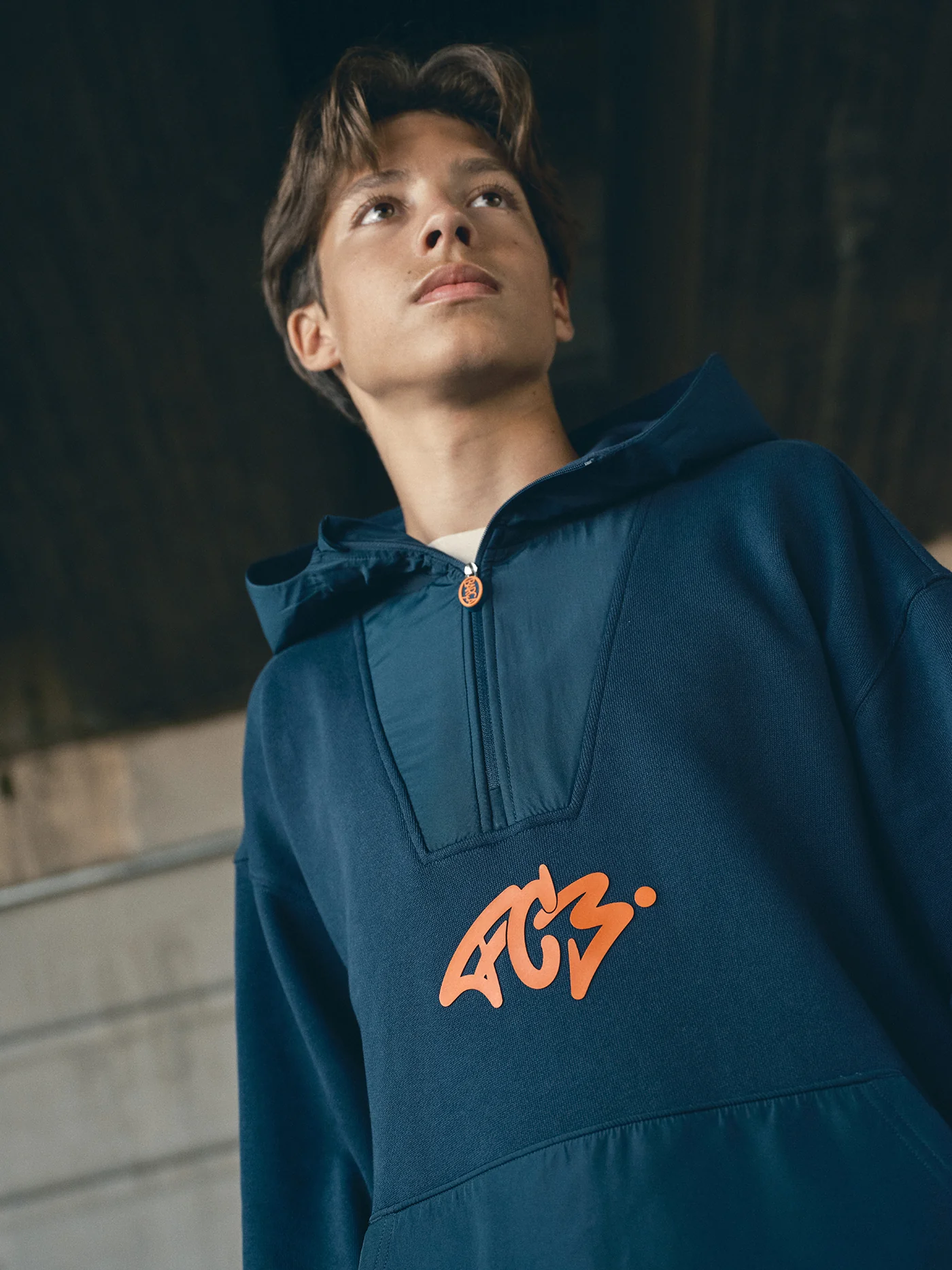Hoodie Half Zip Navy Barça Essentials - Junior